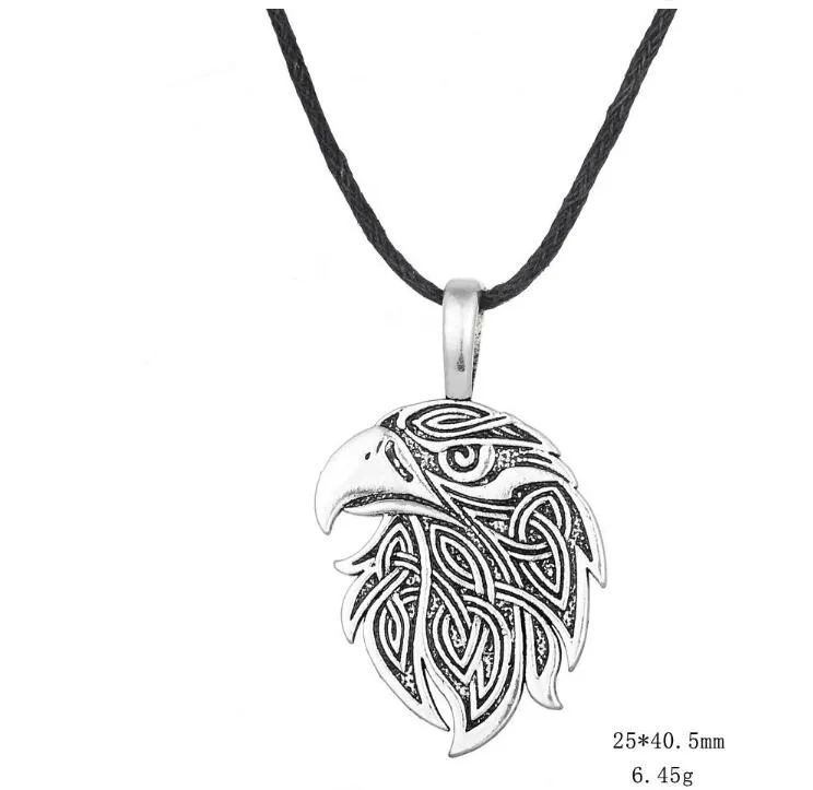 JF066 Viking Fashion Style Pagan Panned Norse Hawk Amulet Fox Charm Wolf Head Ожерелье для Men347k