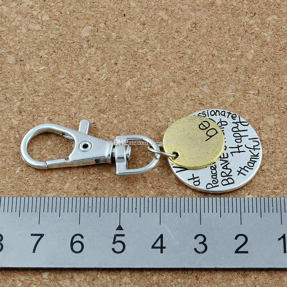 Zinc Alloy Be Happy Strong Enhankfl charms مع Lobster Clasp Diy Jewelry Fit Fit Key Associory225S