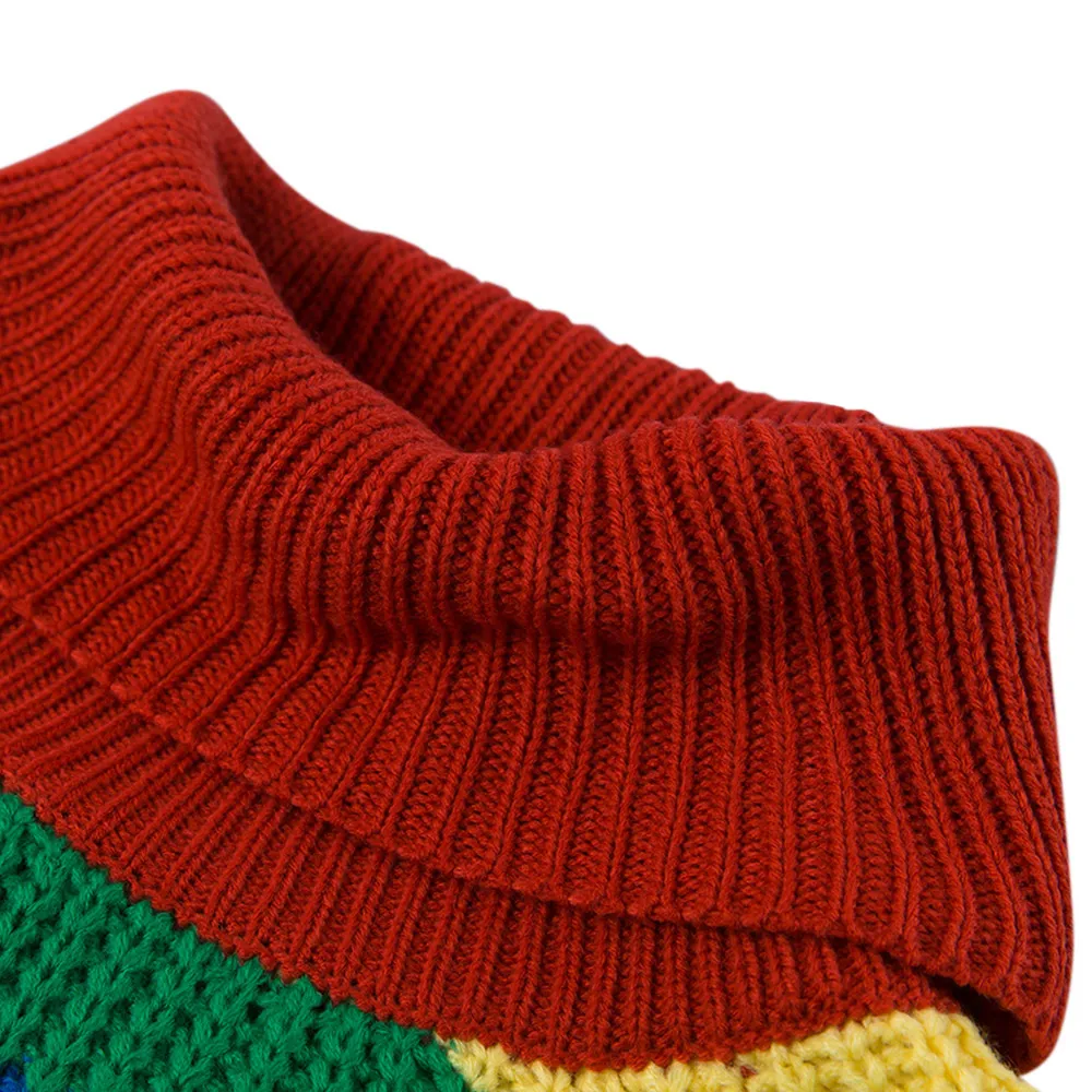 Arc-en-ciel coloré rayure imprimé femmes chandails décontracté automne mode col roulé tricots pulls amples Pull Femme S19802