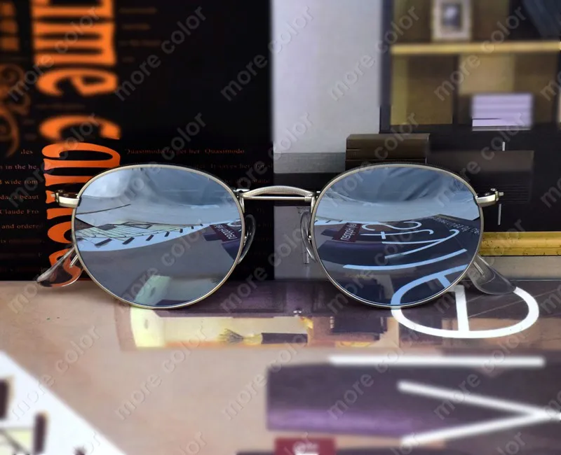 Glass Lens Classic Retro Small Round Metal Sunglasses Real Glass Lenses Womens Men Ladies Gafas Oculos Lunette De Soleil Femme