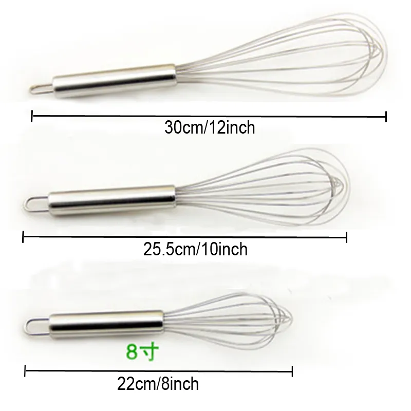 8/10/12 tum rostfritt stål äggbeater handkräm visp mixer kök ägg grädde verktyg omrörande slagare bakning mjöl mixers batidor de huevos de acero oxidable