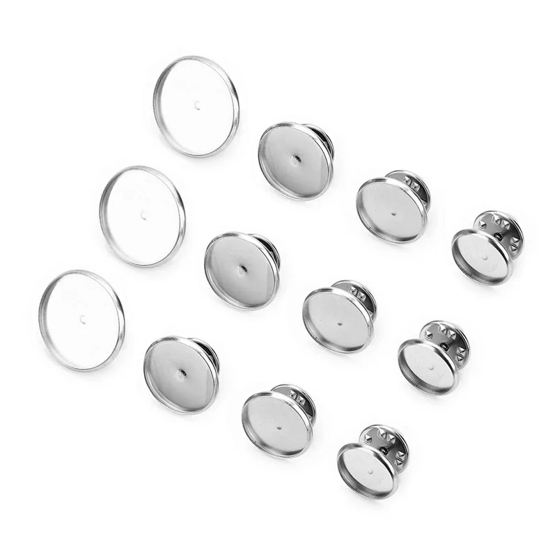 Autres Sauvoo Base de broche en acier inoxydable 12mm 14mm 16mm 18mm 20mm Papillon Tie Tack Blank Pin Tray DIY Jewelry Findings Other296h