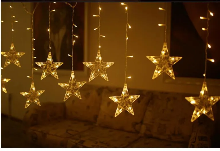 2 5M Tenda luminosa LED Stella Ghirlanda di Natale 220V UE Illuminazione esterna interni Stringa Fata Lampada Decorazione feste di nozze2007