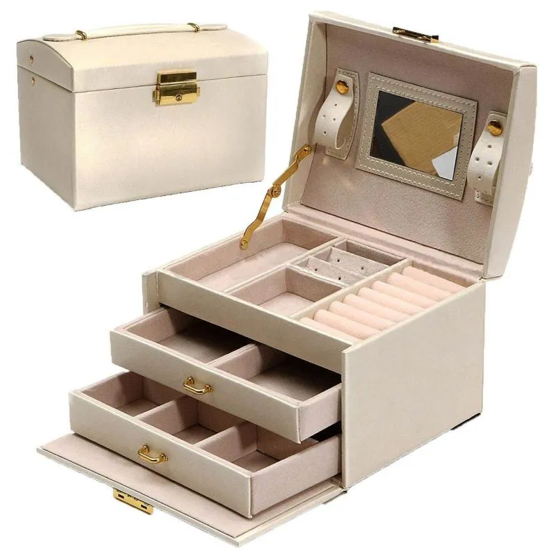Large Jewelry Packaging & Display Box Armoire Dressing Chest with Clasps Bracelet Ring Organiser Carrying Cases313m