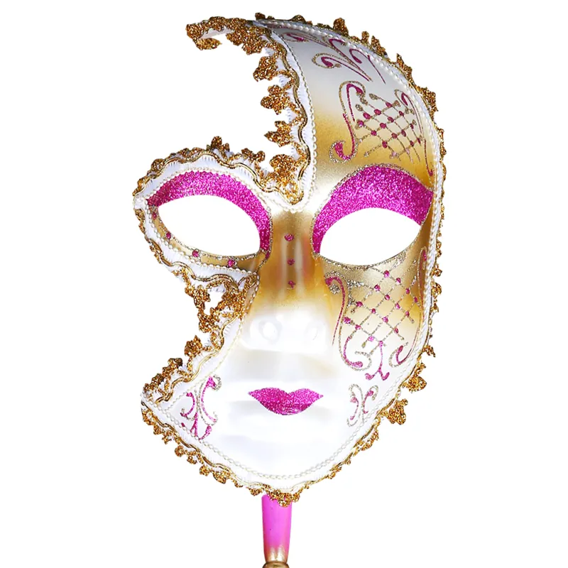 Máscaras de fiesta Hombres y mujeres Máscara de Halloween Media cara Venecia Carnaval Suministros Decoraciones de disfraces Cosplay Props1299c