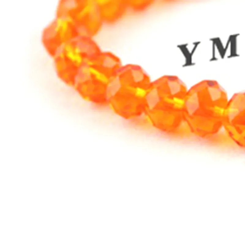 Oranje Kleur 8mm Facet Kristal Kralen Armband Voor Vrouwen Eenvoudige Stijl Rekbare Armbanden 20 stks Whole190e