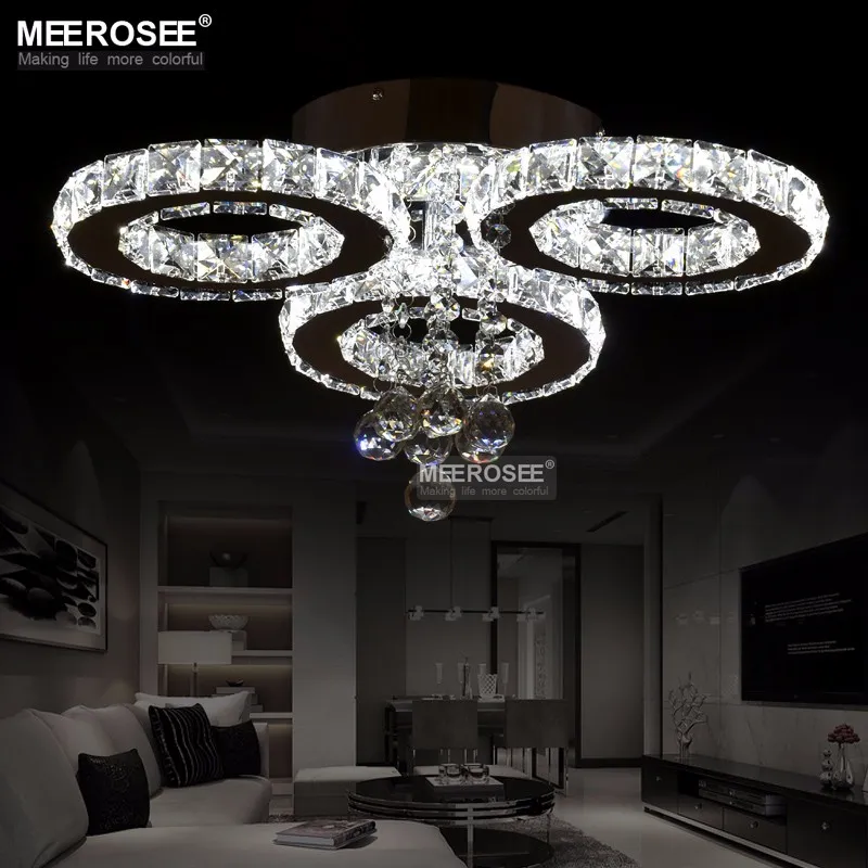 Lustres de cristal modernos lâmpadas de teto de diamante claro para jantar círculo de anel de sala de estar lustres lamparas de techo home indoo305o