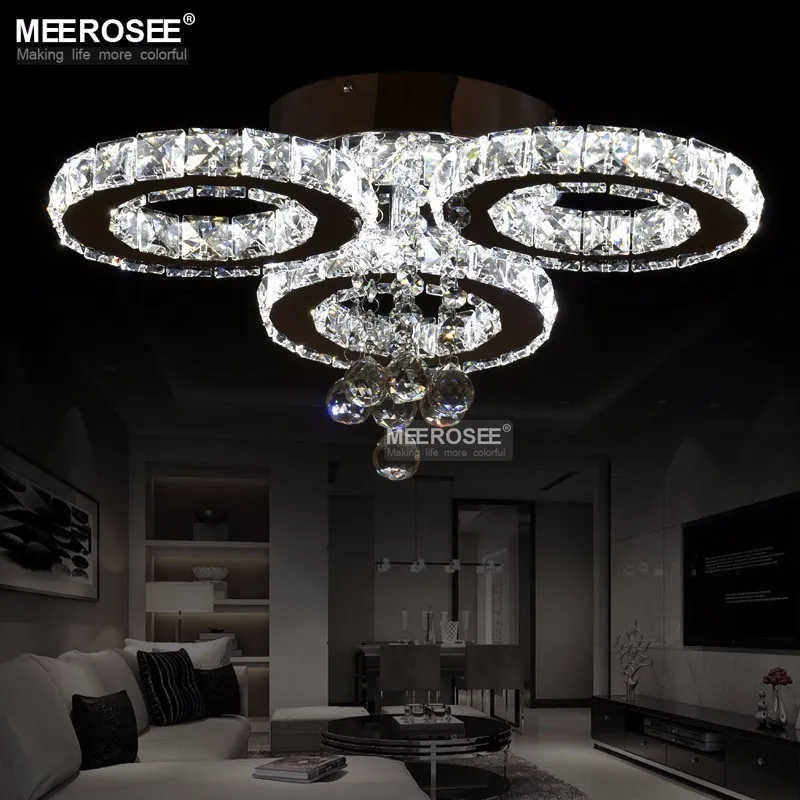 Modern Crystal Chandeliers Light Diamond LED Taklampor för mats vardagsrum Ring Circle Lustres Lamparas de Techo Home Indoo286G