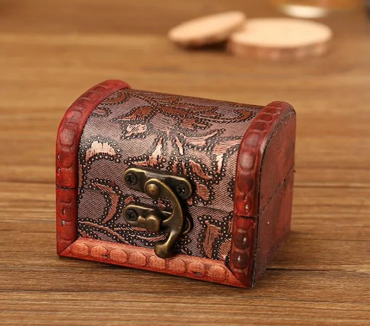 Caixa de madeira para armazenamento de jóias, caixa de tesouro vintage, organizador de presentes, design antigo, capa vintage sn823266d