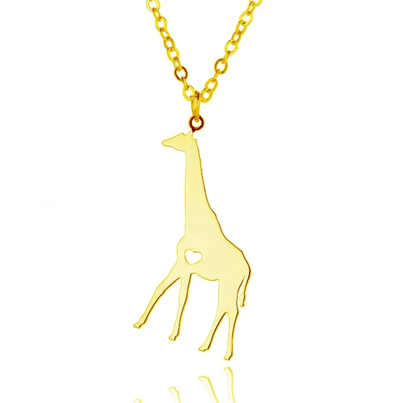 Stainless steel golden giraffe pendant necklace animal necklace silver men and women jewelry Valentine's Day gift311u