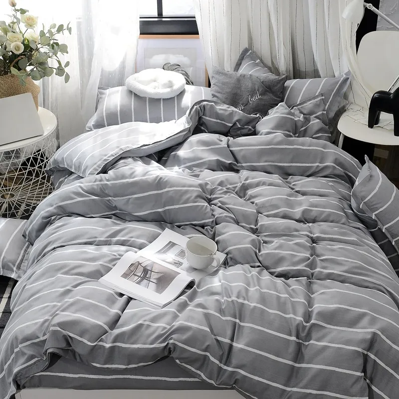 Conjuntos de edredones de la cama de diseñador Juego de ropa de cama de alta calidad Cantera de impresión reactiva 4 piezas de invierno pastoral King Tamaño de lujo S4821073