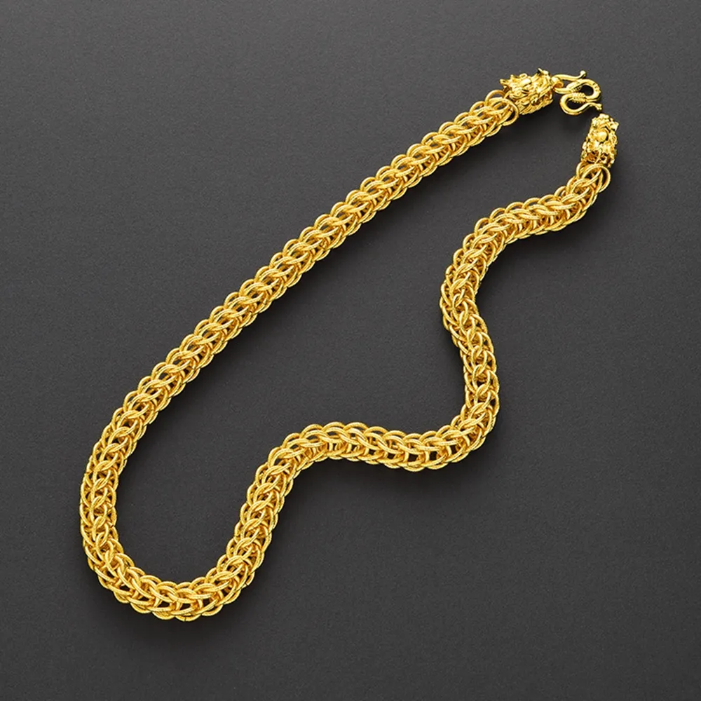 Хип-хоп толстая цепочка из 18-каратного желтого золота с наполнением крутая мужская цепочка ожерелье тяжелая цепочка в подарок массивные ювелирные изделия 60 см Long224Y