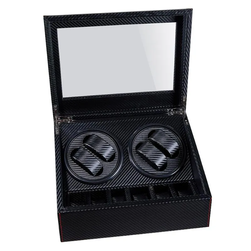 4 6 High End Automatic Watch Winder Boxwatches Lagringsmycken Holder Display Pu Leather Watch Box Ultra Quiet Motor Shaker Box1236h