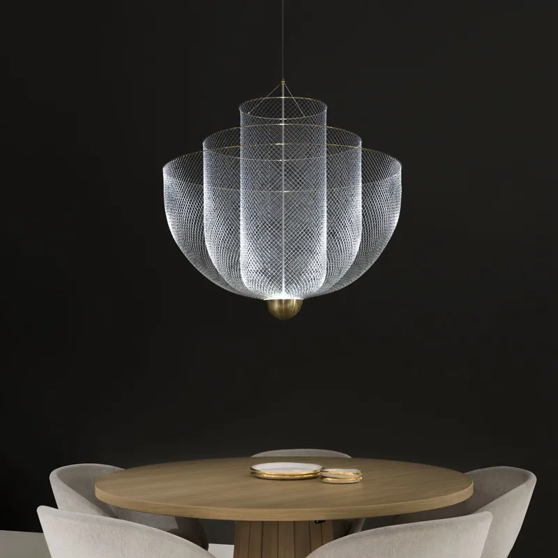 Nordique salon suspension lampe personnalité restaurant chambre lampe moderne minimaliste Net cage lustre éclairage mode salle à manger 290S