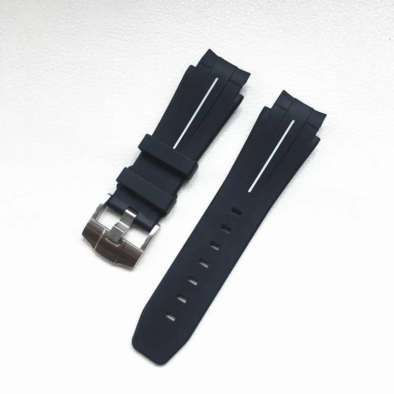 Bracelets de montre Bracelet en caoutchouc accessoires pour hommes pour l'eau douce anti-poussière Bracelet en Silicone de haute qualité 21mm Black1286H