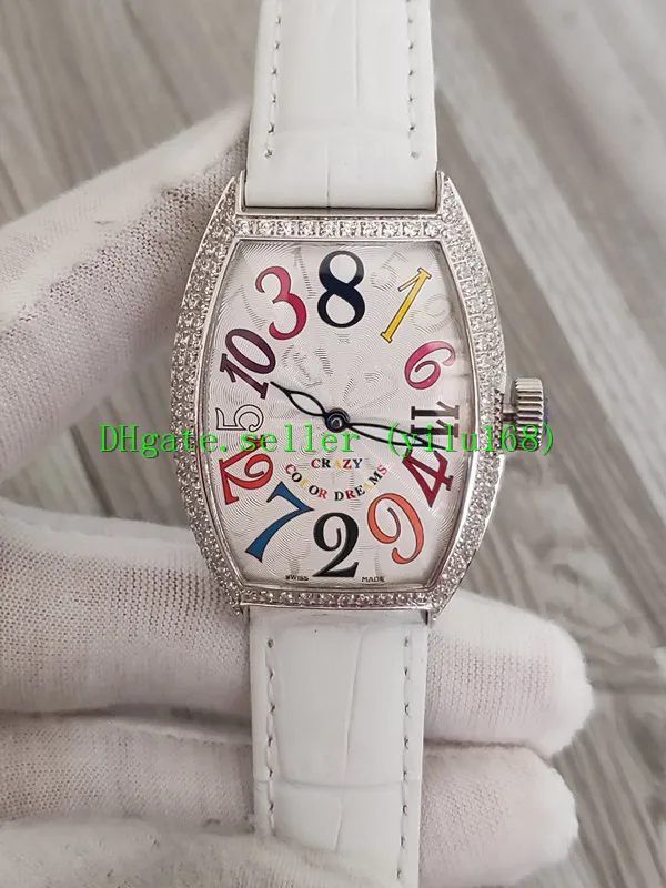 Роскошные новые 33 мм Crazy Hours 7851 8880 Автоматические женские часы Gypsophila с бриллиантовым циферблатом Кожаный ремешок Высококачественные женские часы 2709
