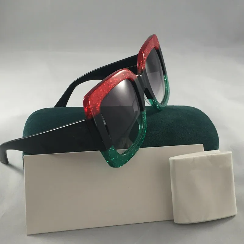 083S 008 54 мм Большие квадратные черные женские солнцезащитные очки Новые с бирками в коробке Разноцветные большие квадратные солнцезащитные очки с блестками и градиентом337P