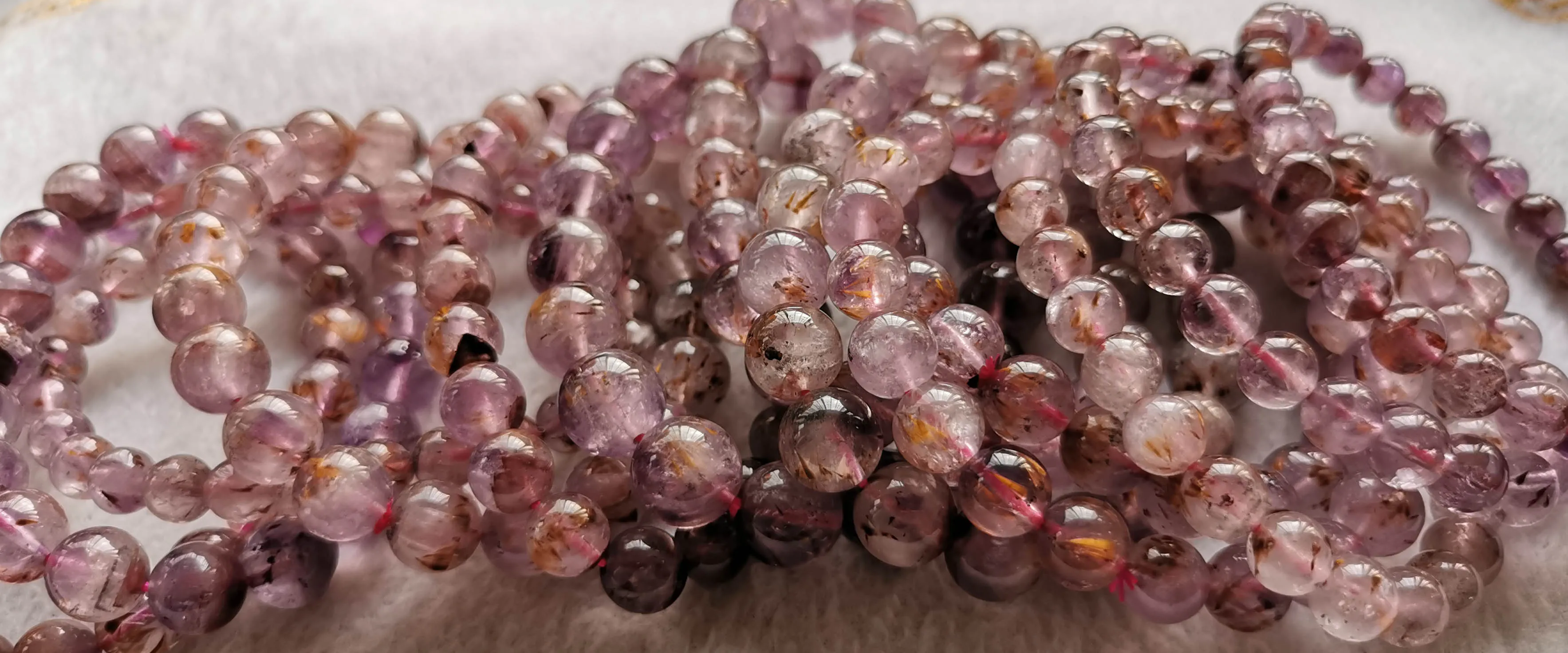 Ouro roxo auralite 23 cristal cacoxenite jóias 12mm a 6mm genuíno natural pedra preciosa redonda grânulo pulseira-colar-brincos diy290m