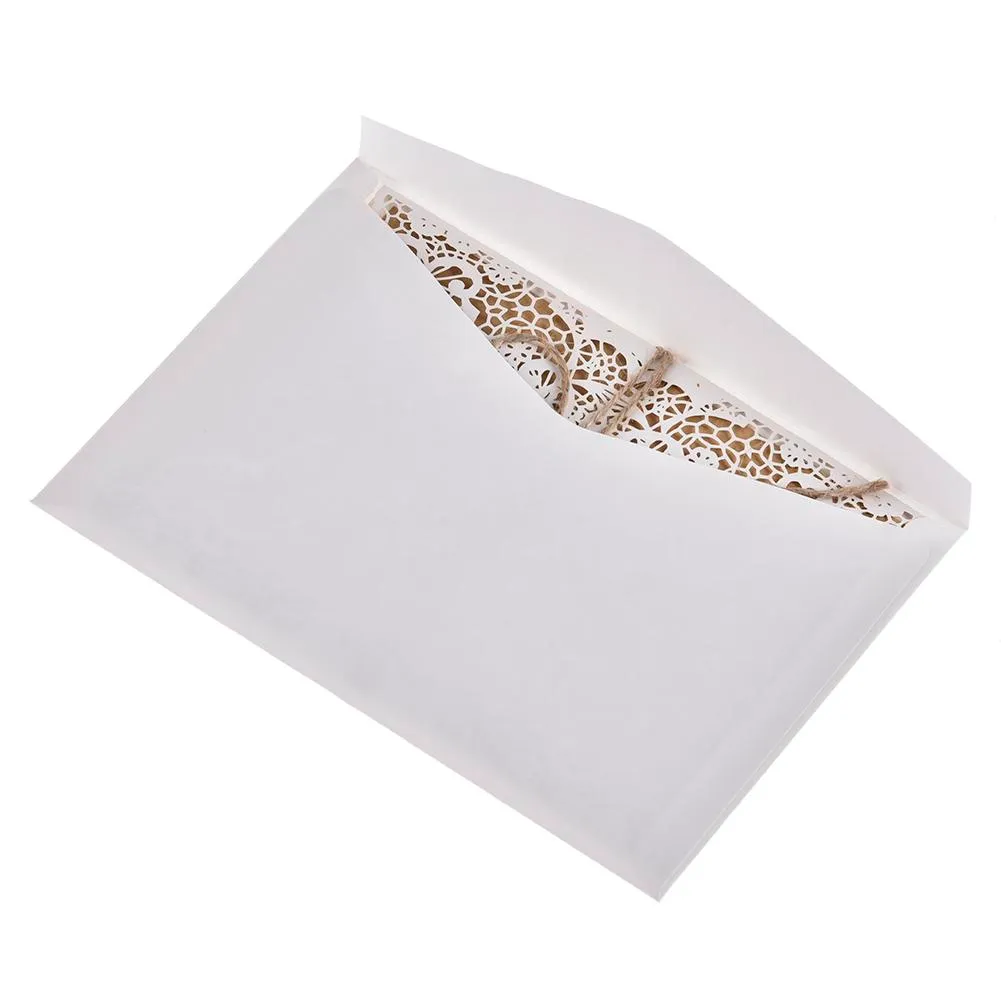 Greeting Cards Design Flower Pattern Laser Cut Lace Wedding Invitations West Cowboy Customize Invitation Send Seal Envelope 250s