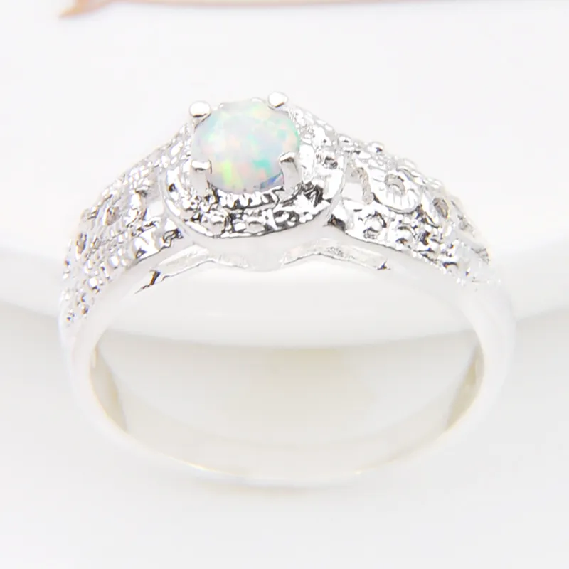 Luckyshine NEW White Opal Gems 925 Silver Woman Engagement Ring Jewelry Size 7-8180p