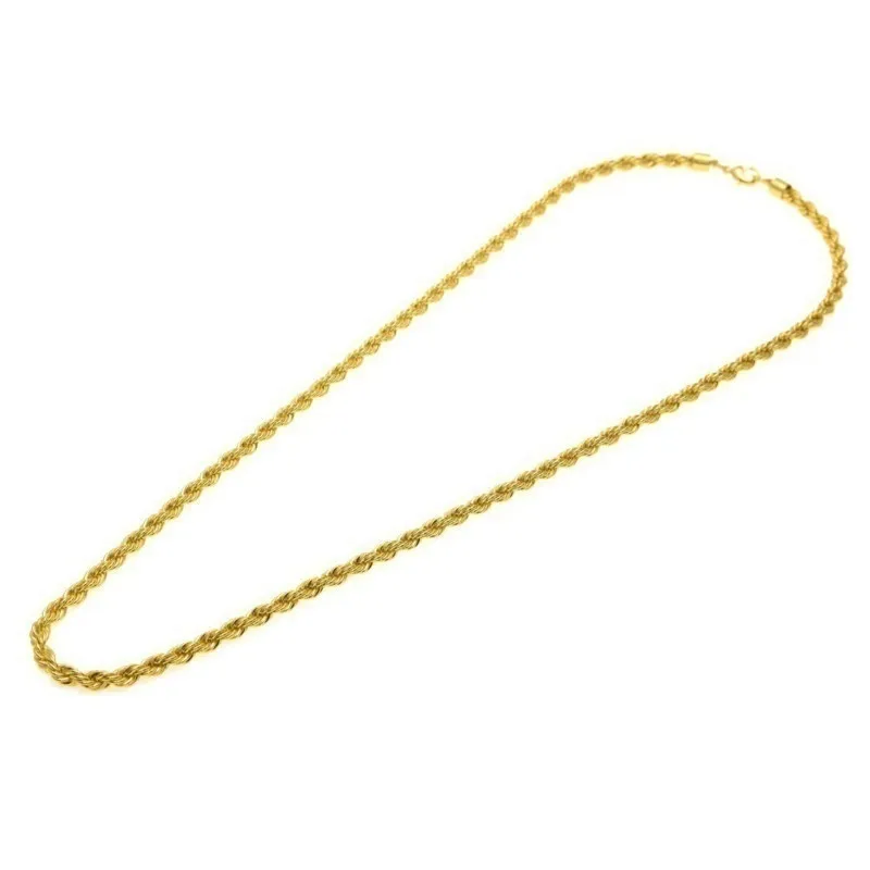 Collier à longue chaîne en or 24 carats pour hommes, marque de bijoux, cadeaux masculins gothiques taille: 18-30 pouces, 5 mm