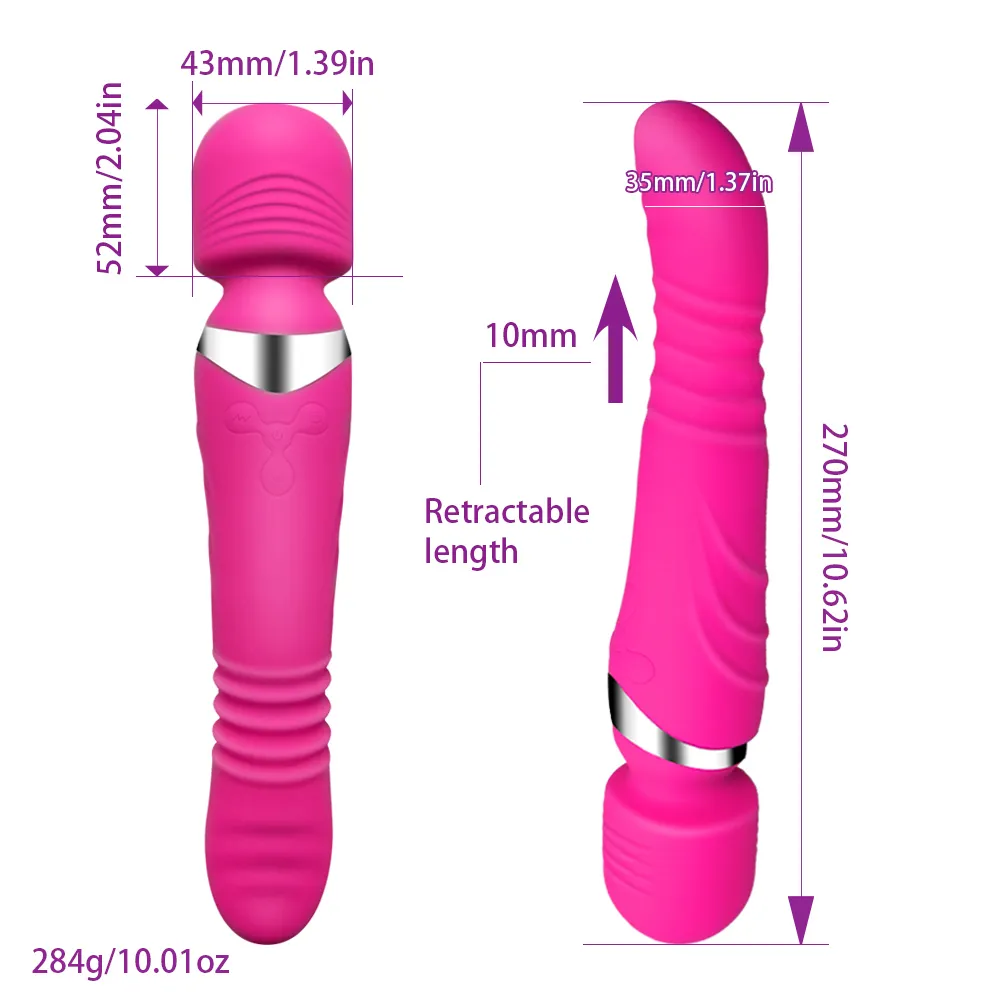 Uppvärmning G-Spot Vattentät Dildo Vibrator Dubbla Vibrationer För Kvinnor Silikon Magic Wand Massager Vuxenprodukter Erotisk Sex Toy J190518