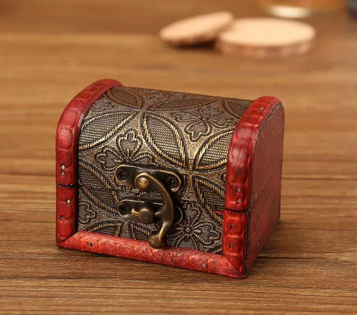 Caixa de madeira para armazenamento de jóias, caixa de tesouro vintage, organizador de presentes, design antigo, capa vintage sn823266d