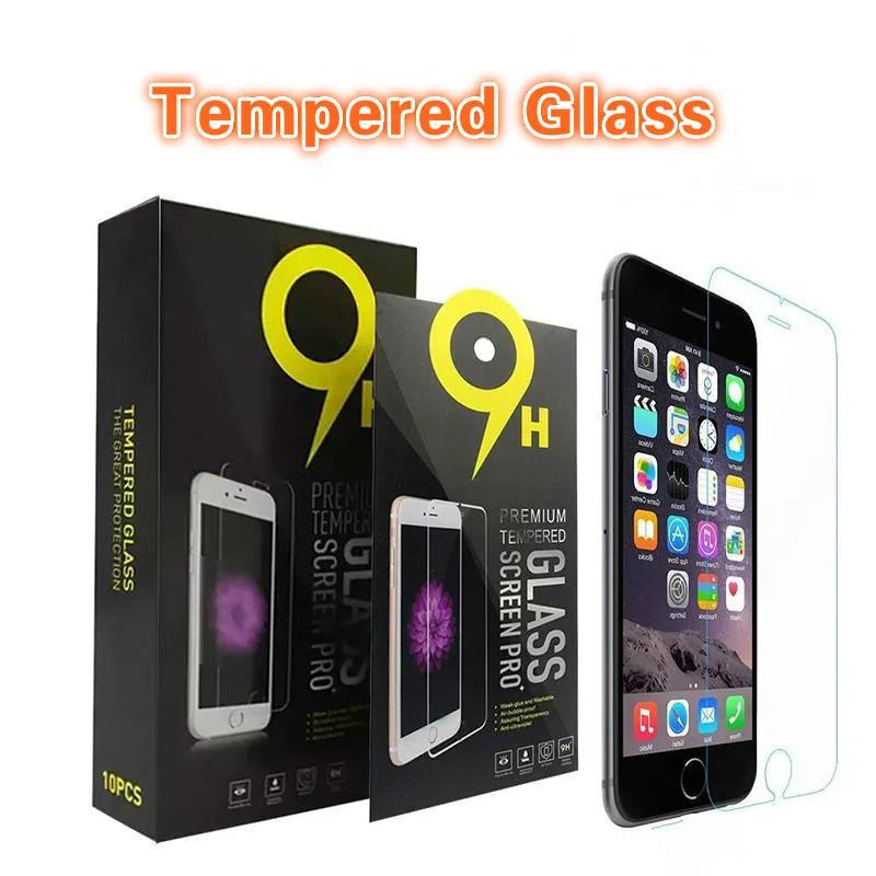 Protetor de tela para iPhone 15 14 13 11 12 mini pro máximo xs max xr 7 8 6 6s mais vidro temperado para Samsung A10S A20S A21S A12 A22 A32 A52 A02S Protetor Glass Film 10in1 Caixa