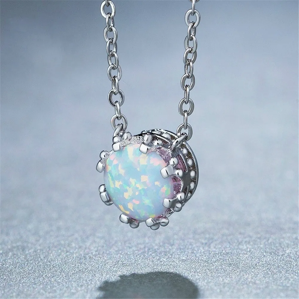 Mode femmes jolie opale 925 collier en argent pendentif chaîne collier bijoux de mariage anniversaire jour cadeau maman anniversaire Gift197F