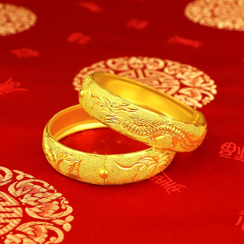 Elegante casamento acessórios de noiva 18k sólido amarelo ouro preenchido phoenix padrão feminino pulseira que pode ser aberta jóias gift235m
