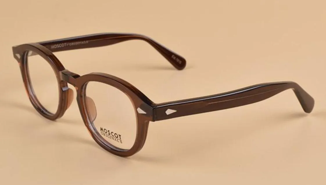 Hela nya varumärkesdesigner glasögon ramar lemtosh glasögon ram Johnny deppuality runda män valfritt myopia 1915 med case330g
