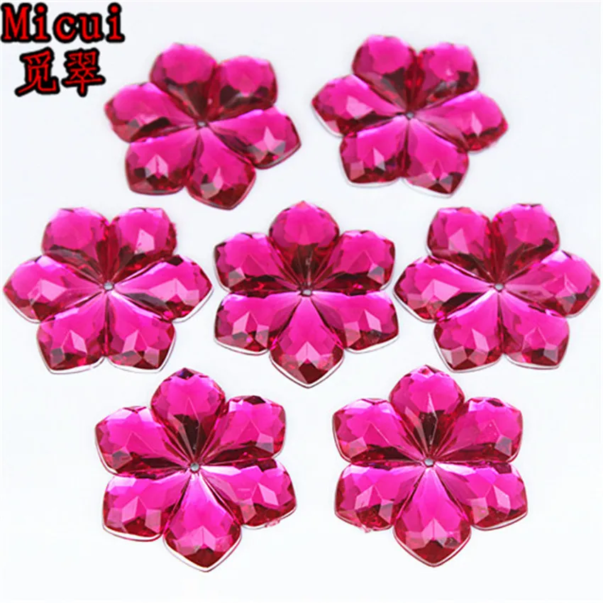 Micui 28mm Flower shaped Acrylic Rhinestones crystal Stones Flatback For Clothes Dress Decorations Jewelry Accessories ZZ266211t