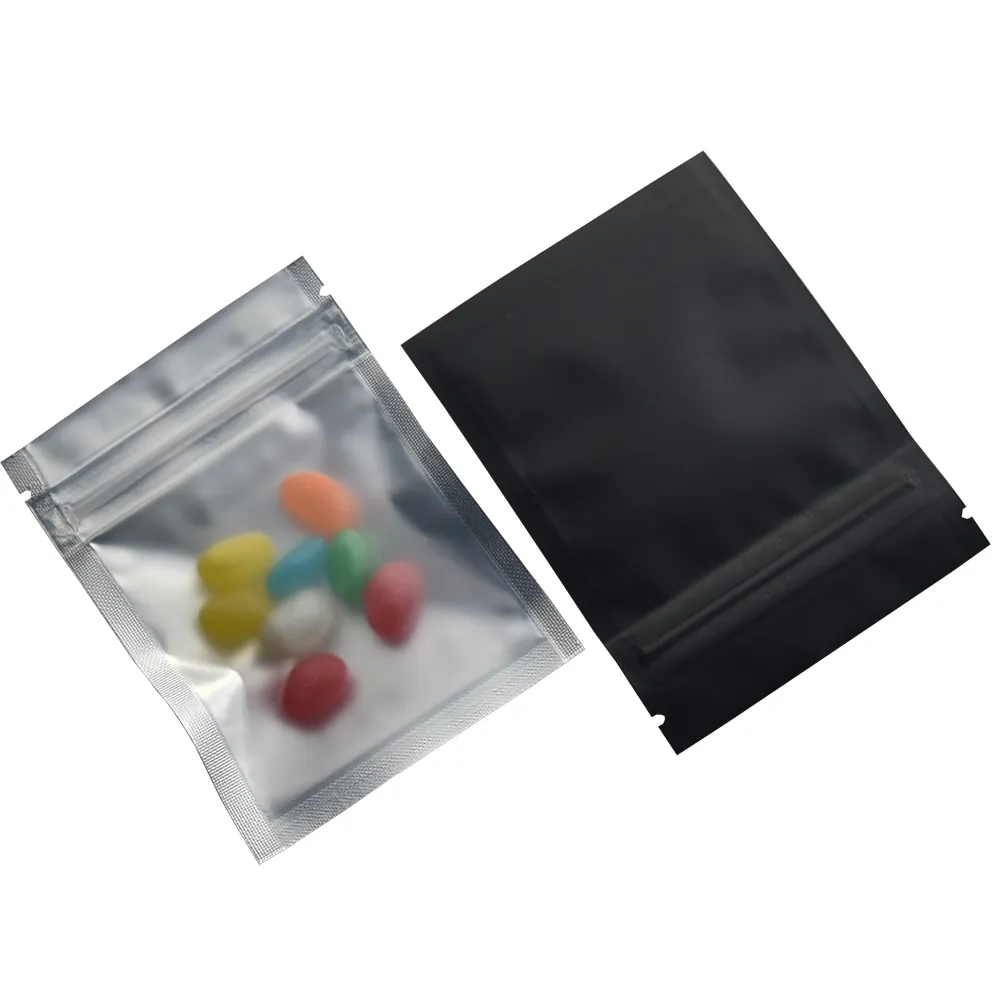 Black 7 5 10cm Resealable Matte Zip Lock Packaging Bag Aluminum Foil Clear Bag Self Seal Zipper Spice Powder Packing 234z