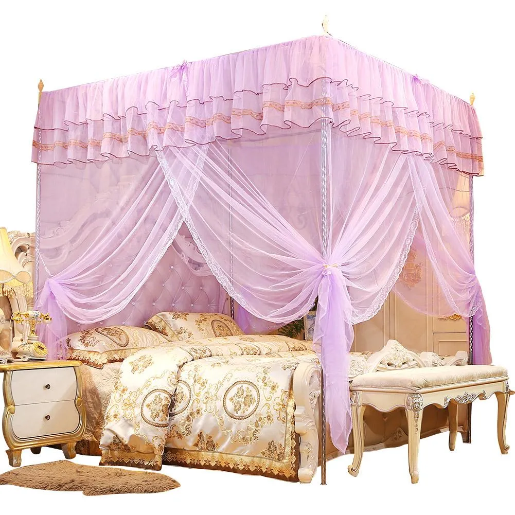 Princess 4 Corners Post Bed Canopy Mosquito Net Bedroom Mosquito Netting Bed Curtain Canopy Netting243B