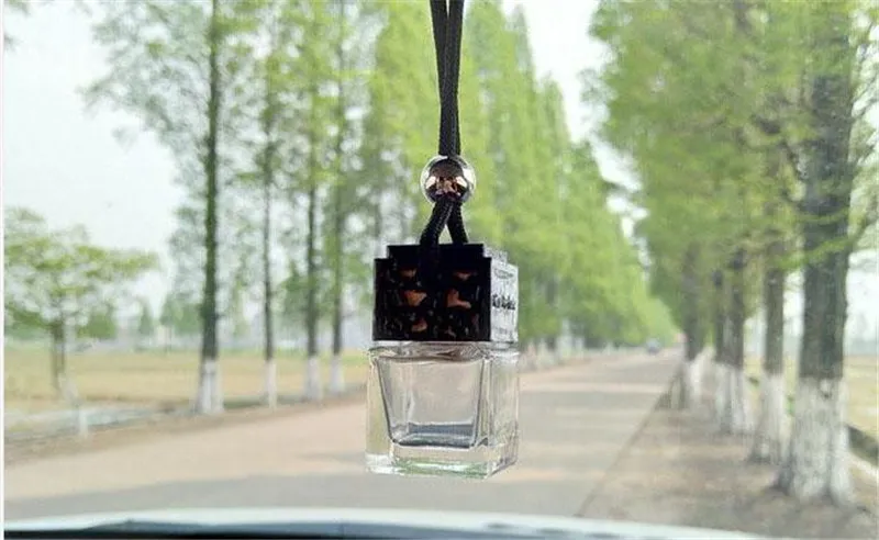 8 ml bil parfymflaska ihålig hängande parfymprydnad luftfräschare för eteriska oljor diffusor doft tom glasflaska dc776