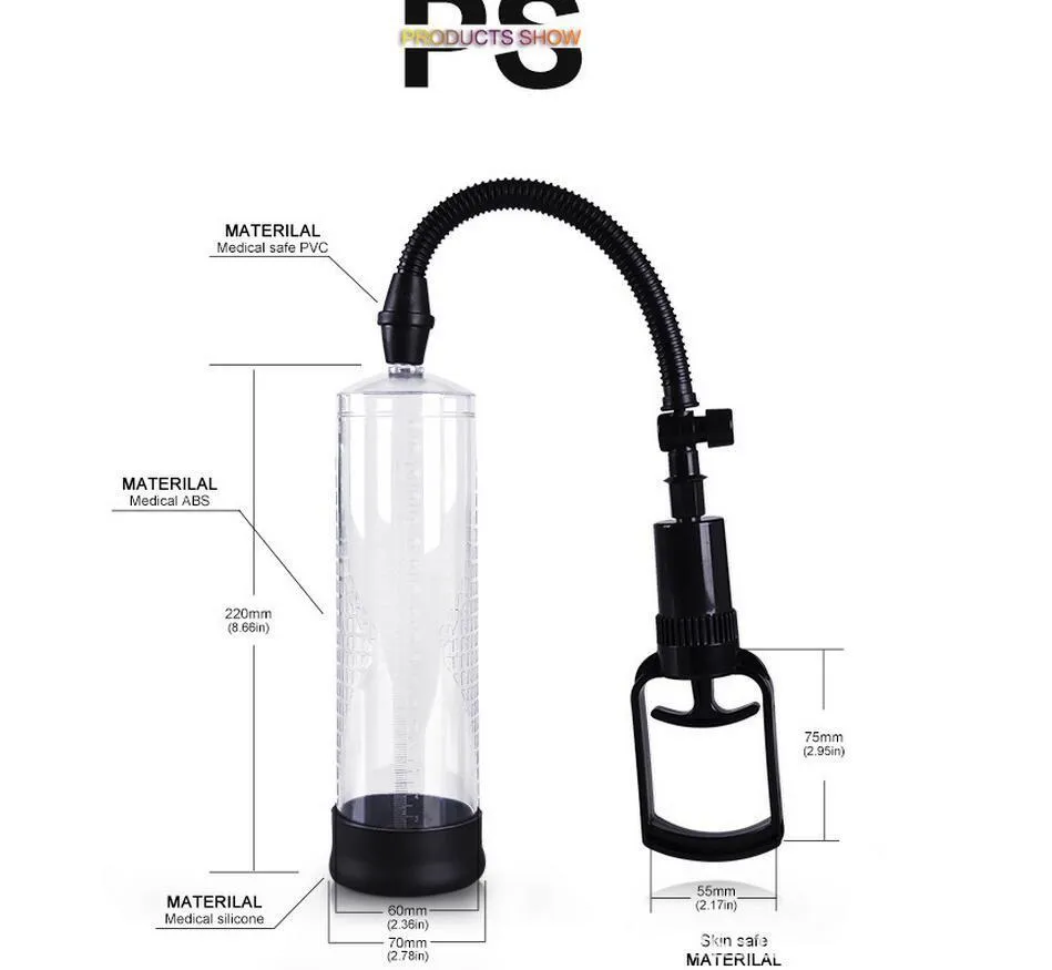 透明な陰茎拡大ポンプペニスコック前立腺エクステンダー真空ポンプセックスおもちゃ男性用のディック勃起補助装置Y19052594200