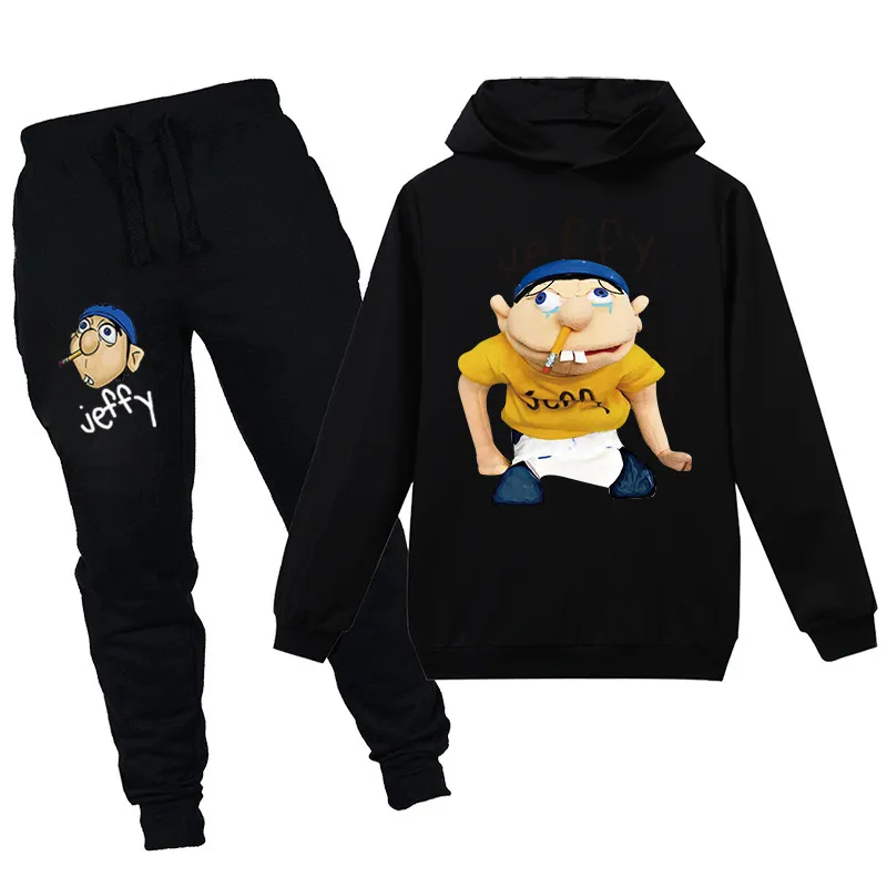 Teenmiro Cartoon Jeffy Kids Sport Suit Boys Clothing sets Girls Hooded Sweatshirt Pantalons Enfants