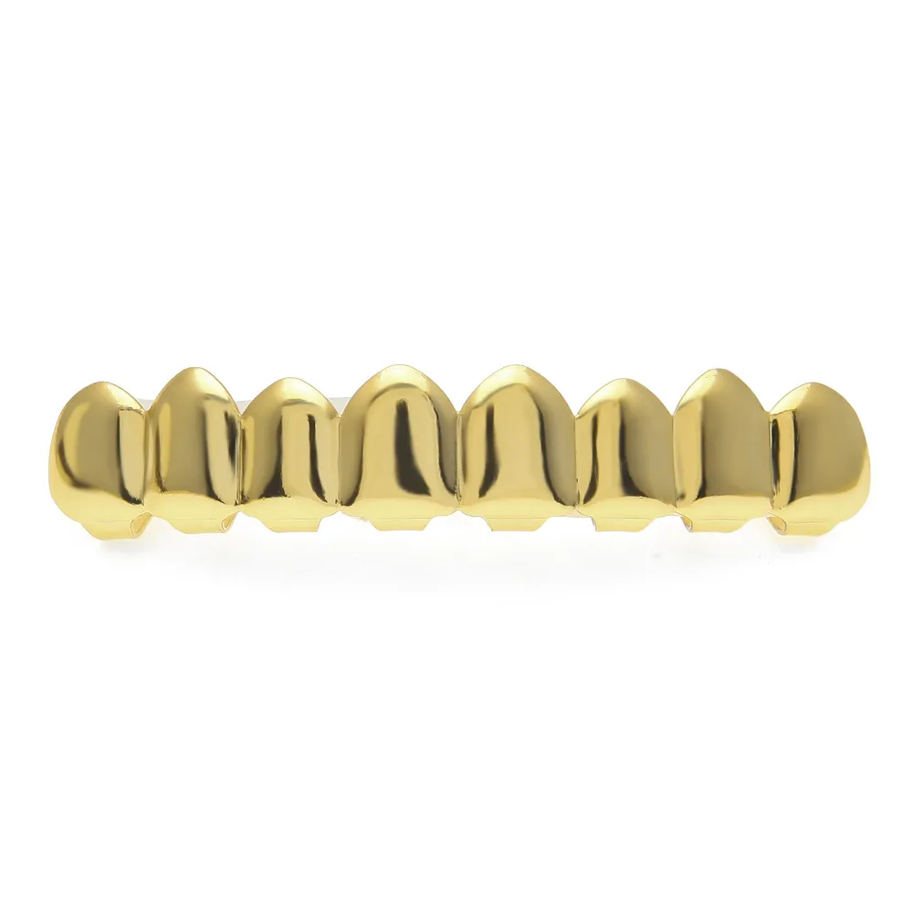 Hip Hop Gold Teeth Grillz Bottom 8 Shows Shows Cosplay Cosplay Vampire Tooth Caps Rapper Party Jewelry Gift Xhyt1007284i