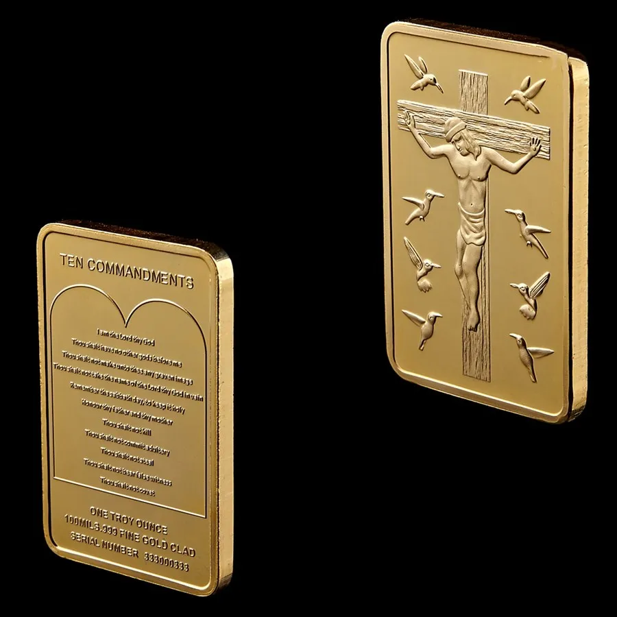 lot Jesus Cristo 10 Mandamentos BULLION Bar Craft 24k banhado a ouro Coin5953978
