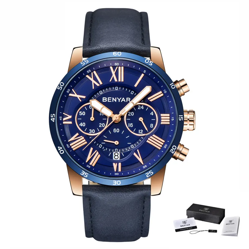 BENYAR moda cronografo sportivo orologi da uomo top brand di lusso impermeabile orologio al quarzo militare orologio Relogio Masculino260l