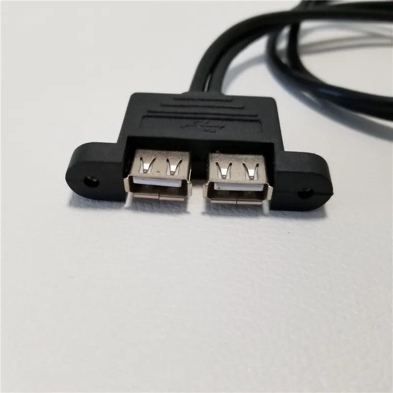 boîtier PC interne 9 broches 9 P USB femelle à double 2 ports USB 2.0 A femelle câble de montage sur panneau de verrouillage à vis 50 cm