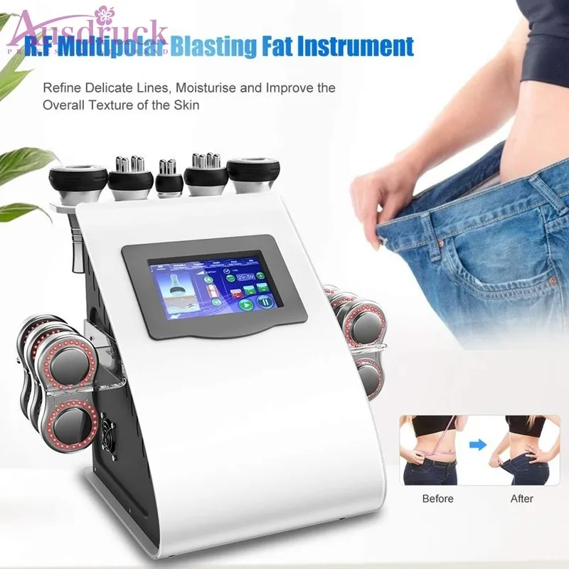 Ny modell 40K Ultraljudsfettsugning Kavitation 6 Pads EMS MicroCurrent Bio Laser Vacuum RF Skin Care Salon Spa Slimming Machine