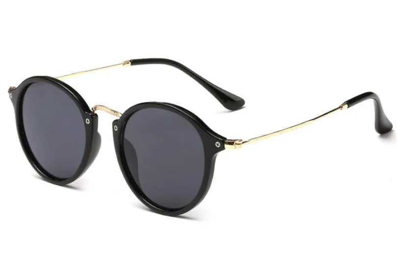 Moda clássico redondo óculos de sol moldura de metal ouro designer espelho óculos de sol das mulheres dos homens flash tons l8s com case283x