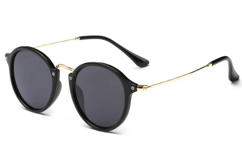 Mode Klassieke Ronde Zonnebril Goud Metalen Frame Brillen Designer Spiegel Zonnebril Mannen Vrouwen Flash Shades l8s met case267f