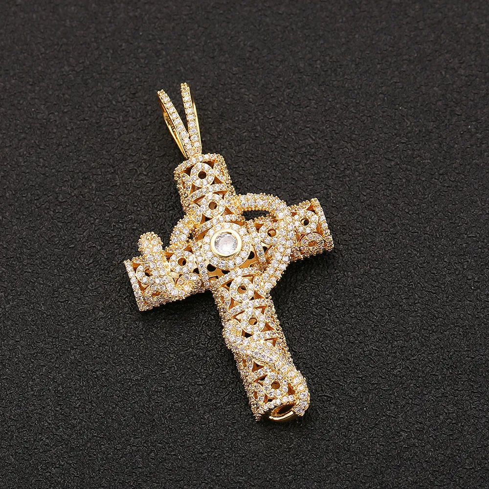 Iced Out Animal Snake Cross Pendant 4mm Tennis Chain Necklace Gold Silver Bling Cubic Zirconia Men Hip hop Rock Jewelry2605