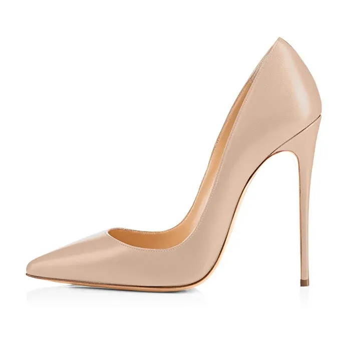 Rontic New Fashion Women Pumps Stiletto Heel Heel Pompy Urok Spinezony Toe Brown Nude Black Party Shoes Women Plus US Rozmiar 4-15