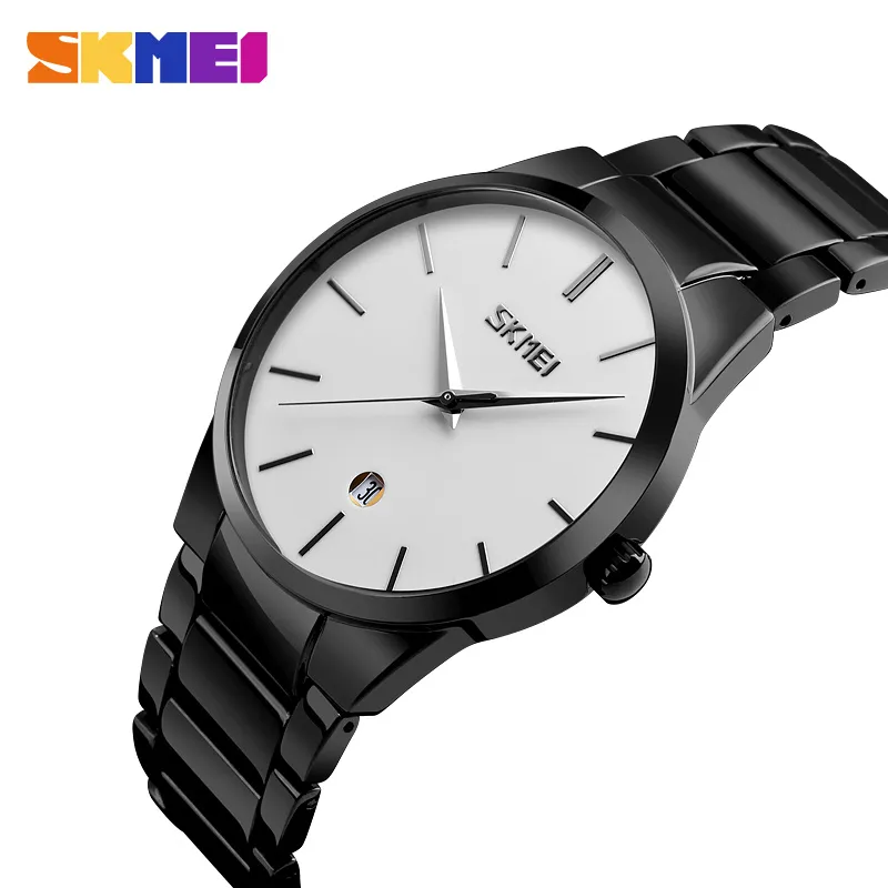 SKMEI Herrenuhren Top-marke Luxus 3Bar Wasserdicht Kalender Uhr Männer Alloy Straps Quarz Armbanduhren relogio masculino 9140238p