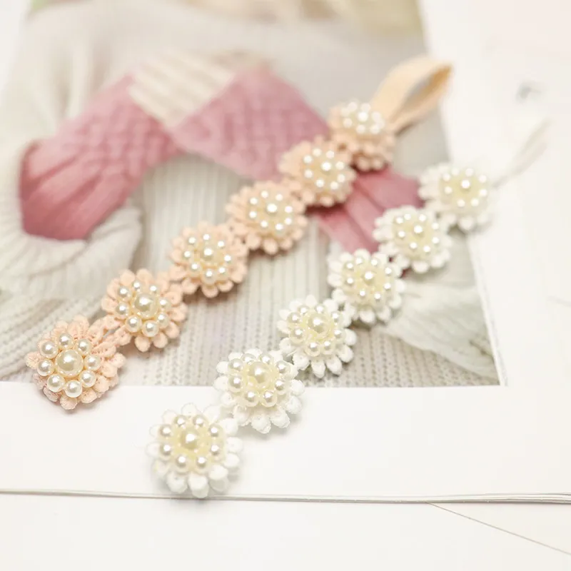 Korean children's Party hair ornaments baby's newborn flower lace pearl birthday Hair Rope Kids Floral Hairband Girls Hair Bows S099