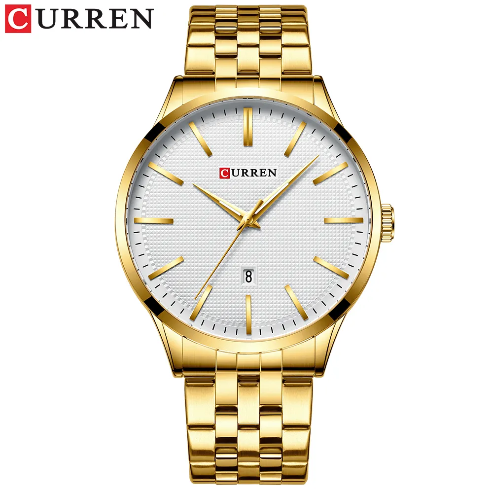 Модные кварцевые часы для мужчин CURREN, новые мужские часы, часы из нержавеющей стали, мужские синие наручные часы, повседневные деловые часы2245