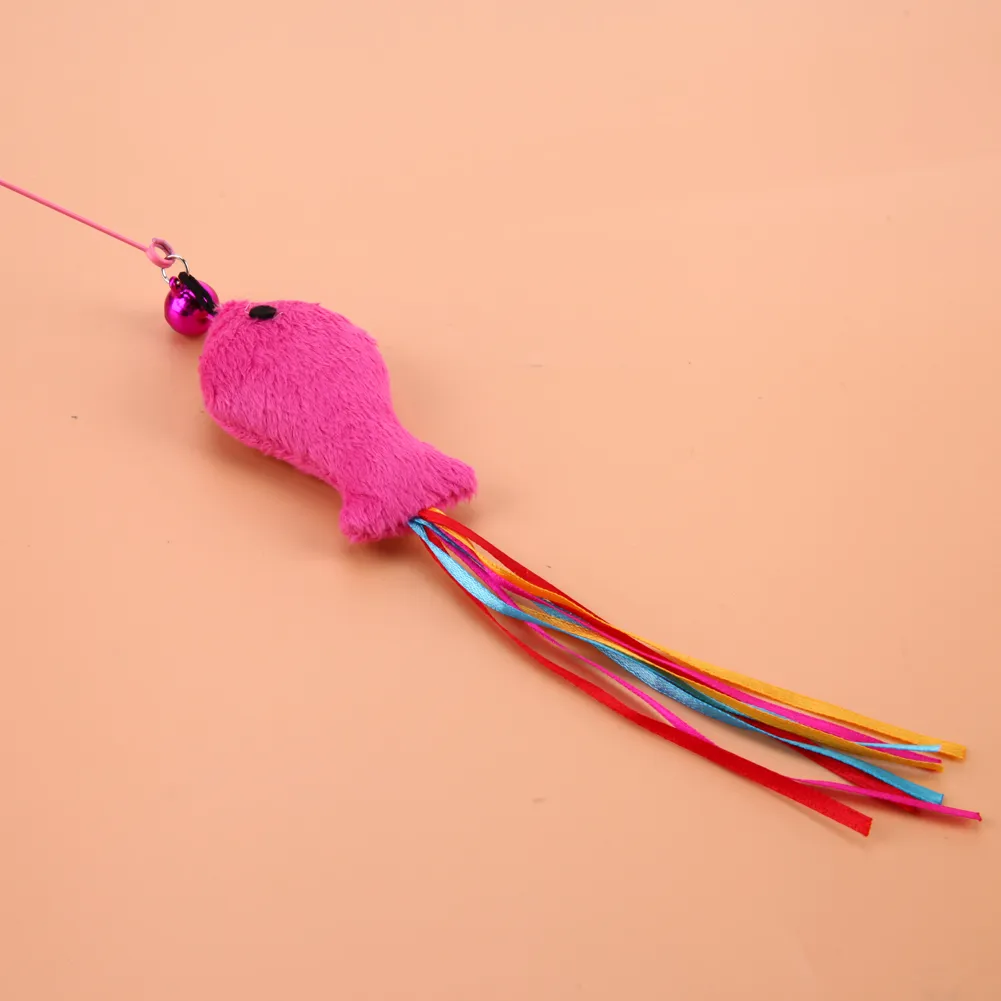 Pet Cat Toy Stick Toys Fish Design Teaser Training Wandstick Plastic floss speelgoed voor katten Kitten Pets Cat Products8425258